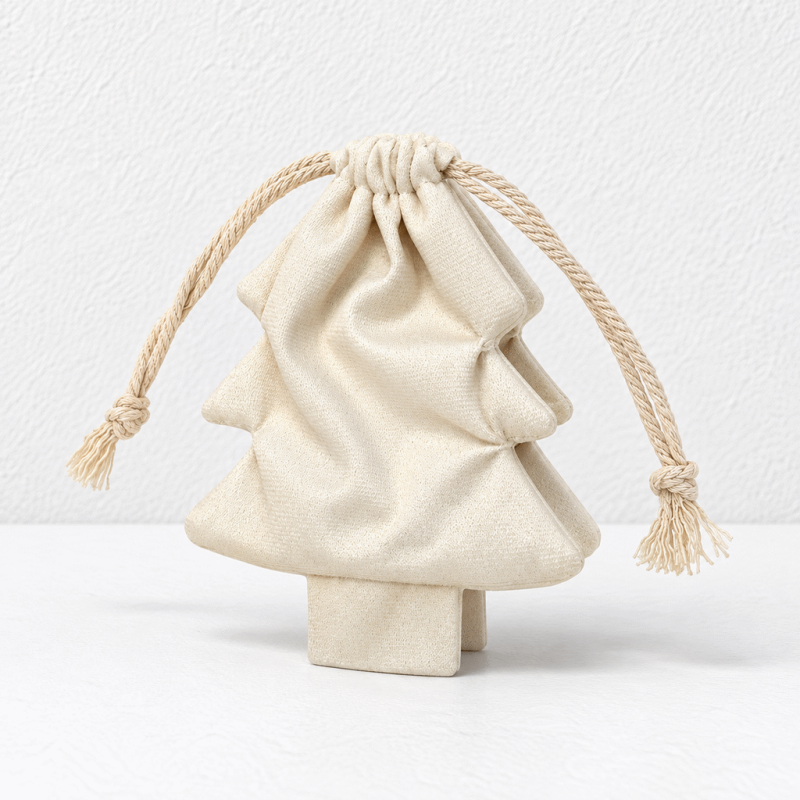 CouldNook Christmas Tree Drawstring Bag - Plain Fabric Pouch