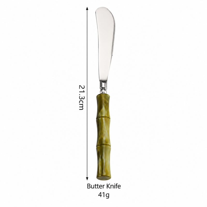 Bamboo Style Flatware - Segmented Acrylic Handles and Steel