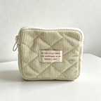 CouldNook Corduroy Quilted Pouch‑Zipper Cosmetic Makeup Bag