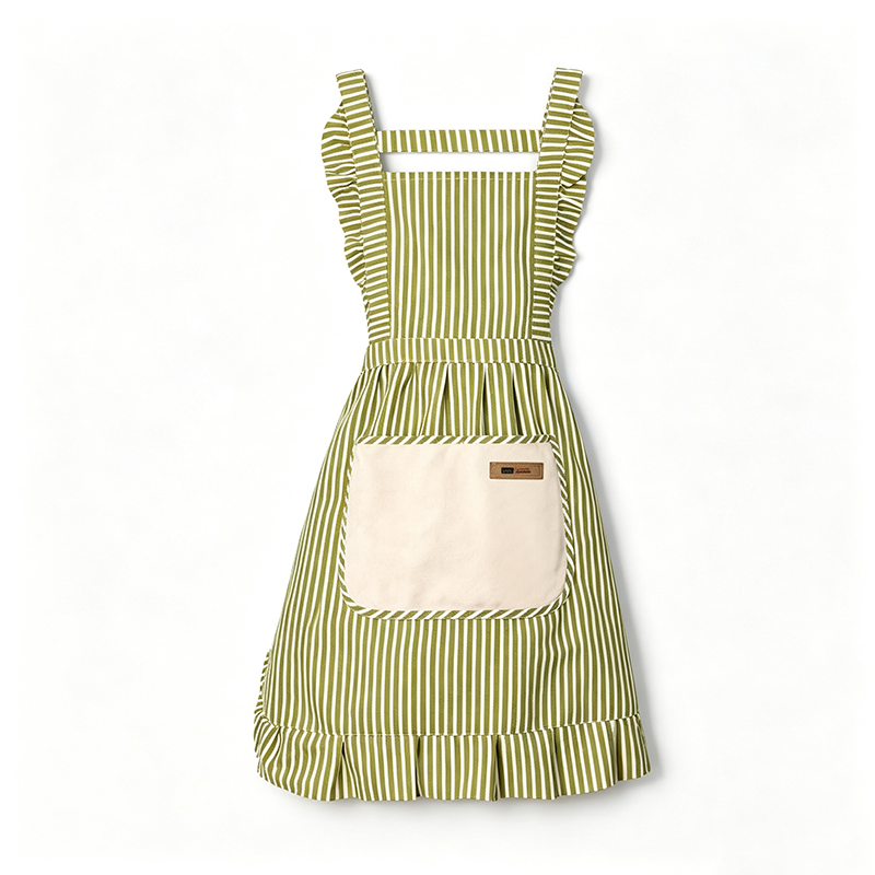 CouldNook Ruffle Stripe Apron‑Women Kitchen Cooking Apron