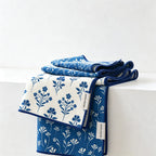 CouldNook Printed Tea Towel - Floral Blue and Brown Patterns