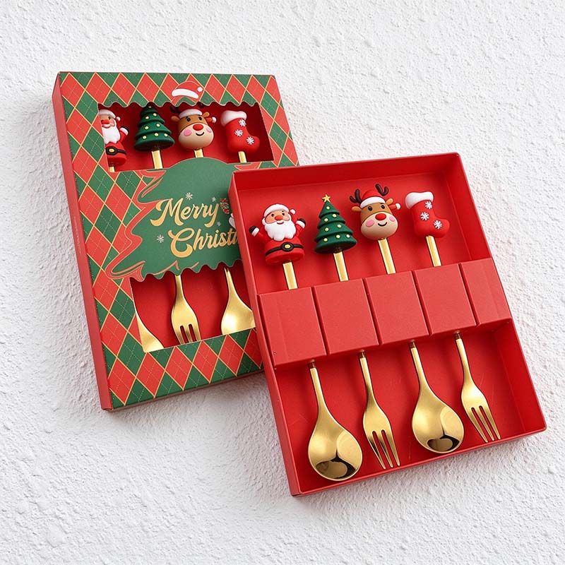 CouldNook Christmas Cutlery Set - Character Tops and Decorative Charm Designs