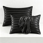 CouldNook Striped Silky Satin Pillowcase Set - Luxury Hotel Bedding (Set of 2)