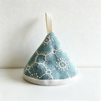CouldNook Embroidered Linen Triangle Pot Holder - Vintage Sashiko Mini Mitt