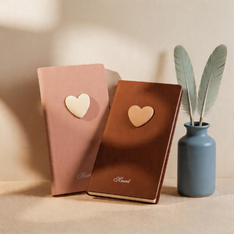 CouldNook 3D Heart Faux Leather Hardcover Notebook / Journal