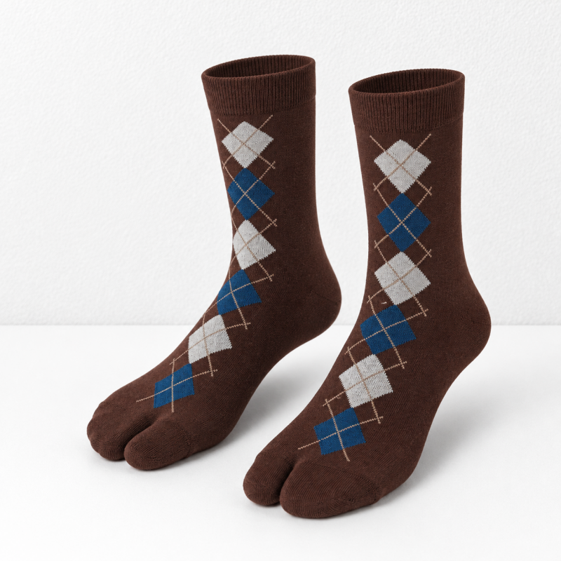 CouldNook Argyle Split-Toe Socks - Diamond Pattern