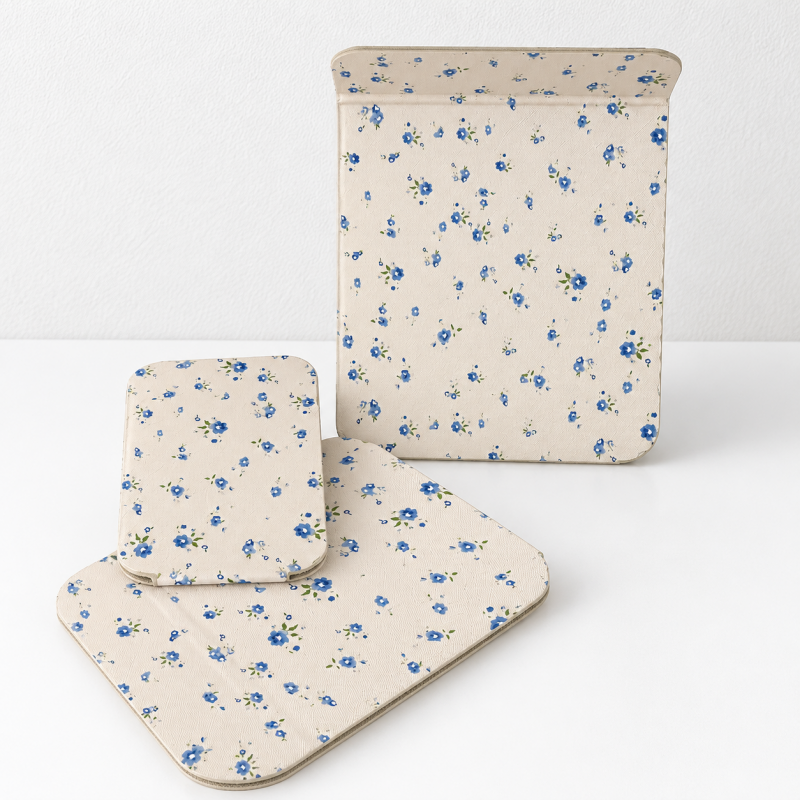 CouldNook Patterned Folding Mirror - Printed Cover And Fold-Back Tabletop Support
