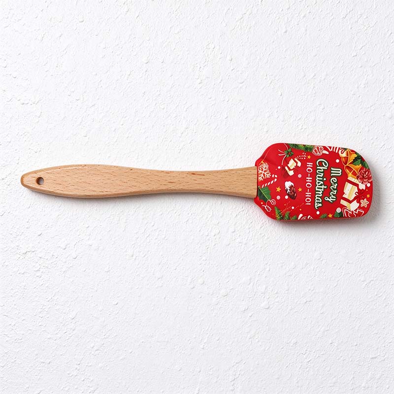 CouldNook Christmas Silicone Spatula - Printed Head and Beech Handle