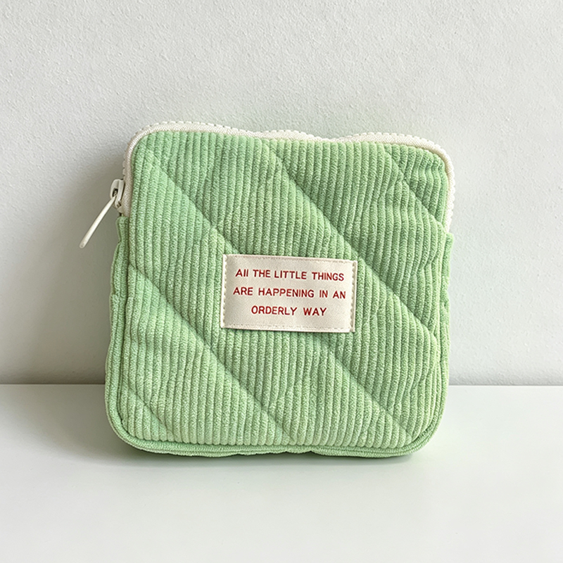 CouldNook Corduroy Quilted Pouch‑Zipper Cosmetic Makeup Bag