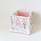 CouldNook Quilted Storage Basket - Open Top And Decorative Corner Ties