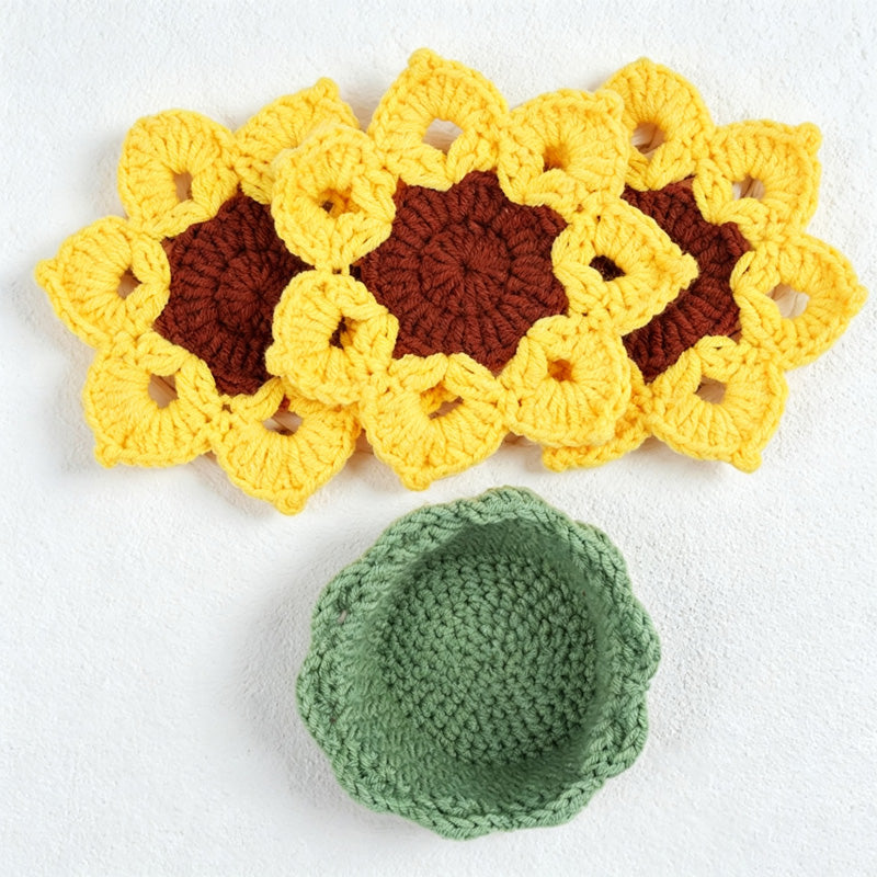 CouldNook Yarn Flower Basket Coaster - Bouquet Display Options
