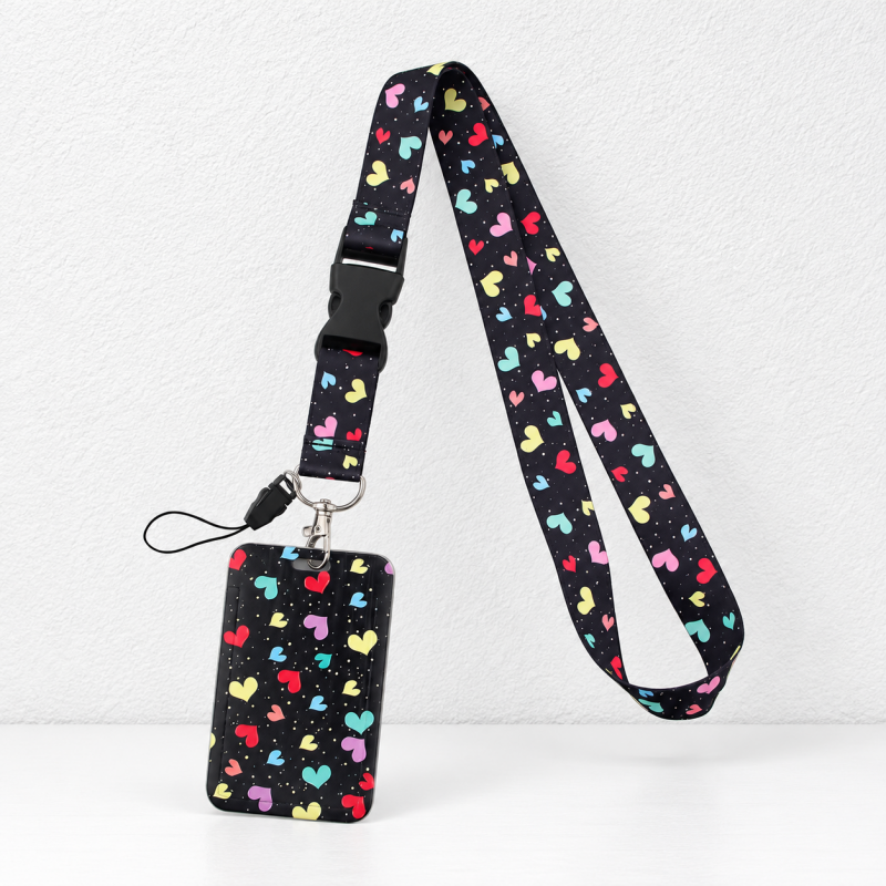 Heart Badge Holder - Patterned Frame and Matching Lanyard