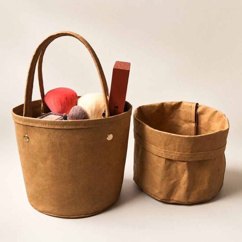 CouldNook Washable Kraft Paper Storage Basket - Folded Cuff Options