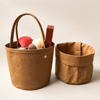 CouldNook Washable Kraft Paper Storage Basket - Folded Cuff Options