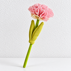 Artificial Carnation - Ruffled Petals and Paired Green Leaves