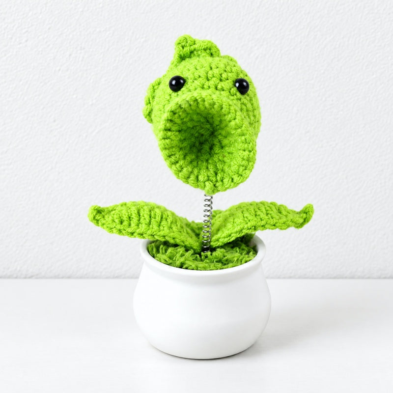 CouldNook Crocheted Character Pot Ornament - Colorful Figures And White Pots