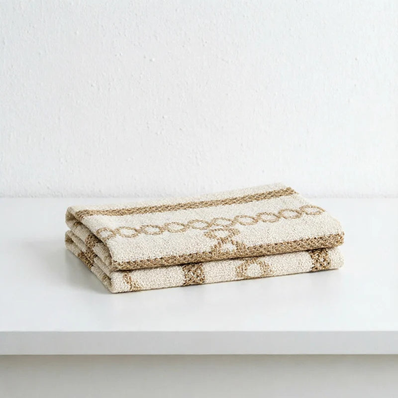 CouldNook Farmhouse Cotton Linen Table Runner - Rustic Boho Woven Macrame Mat