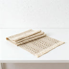 CouldNook Vintage Crochet Floral Table Runner - Rustic Macrame Tassel Mat