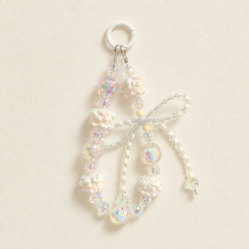 CouldNook Fluffy Pom Lanyard - Crystal Phone Charm
