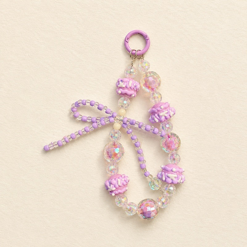 CouldNook Cake Beaded Keychain - Bowknot and Crystal Accents