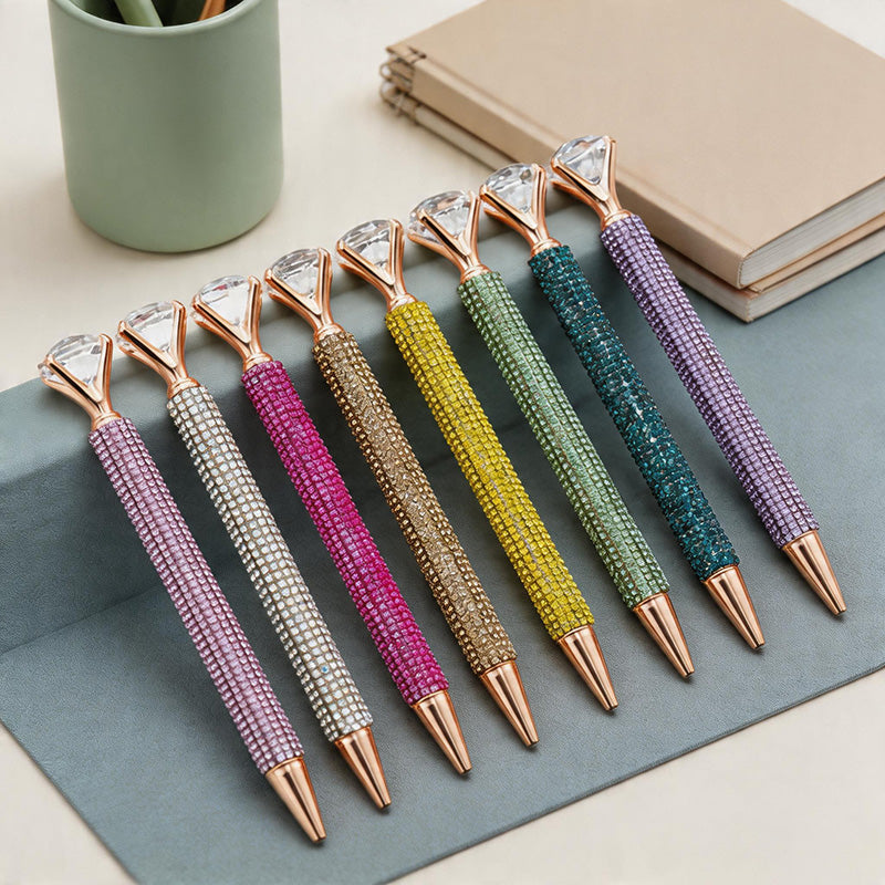 CouldNook Pen-Luxury Large Diamond Top Rhinestone Paved Twist Metal Ballpoint Pen Bling Gift Pen for Office School Wedding(5PCS)