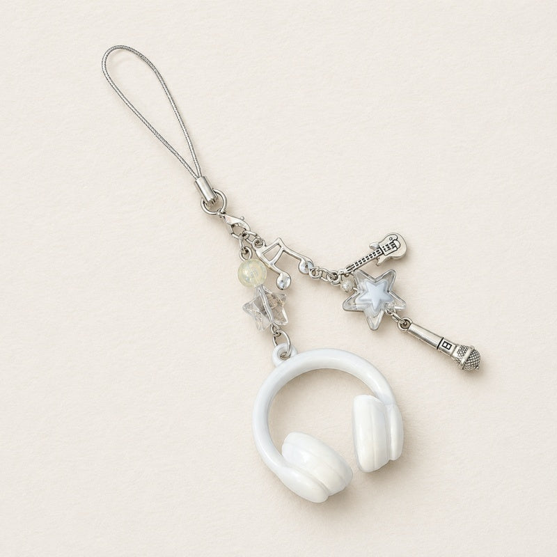 CouldNook Headphone Music Keychain - Star and Instrument Charms