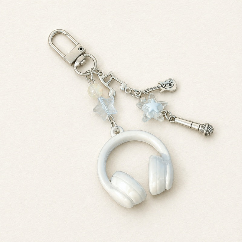 CouldNook Headphone Music Keychain - Star and Instrument Charms