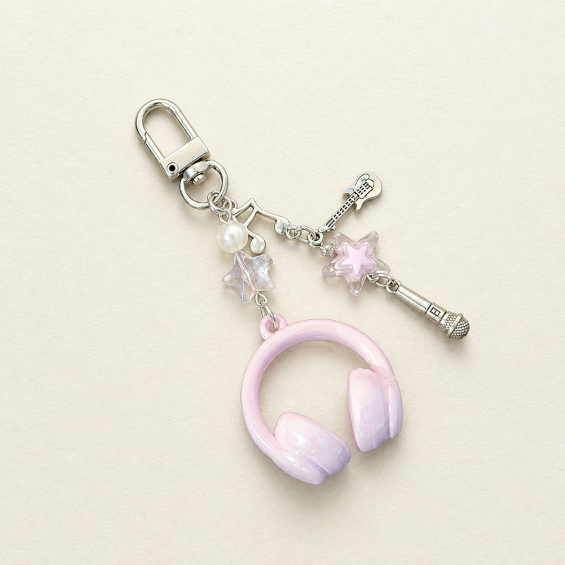 CouldNook Headphone Music Keychain - Star and Instrument Charms