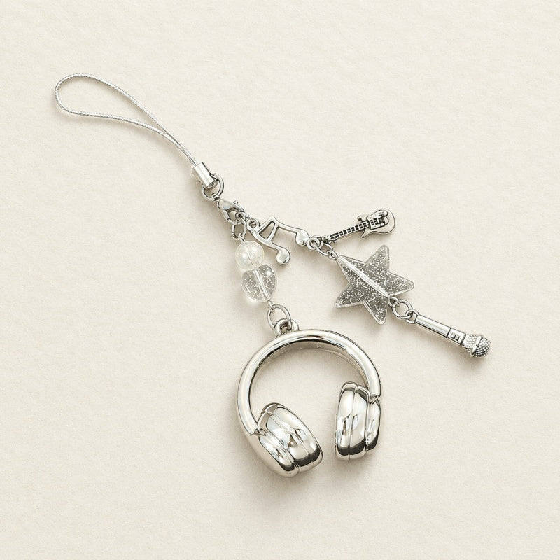 CouldNook Headphone Music Keychain - Star and Instrument Charms