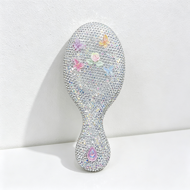 CouldNook Flower Stone Set Bamboo-Look Hair Brush - Handheld Grip Profile