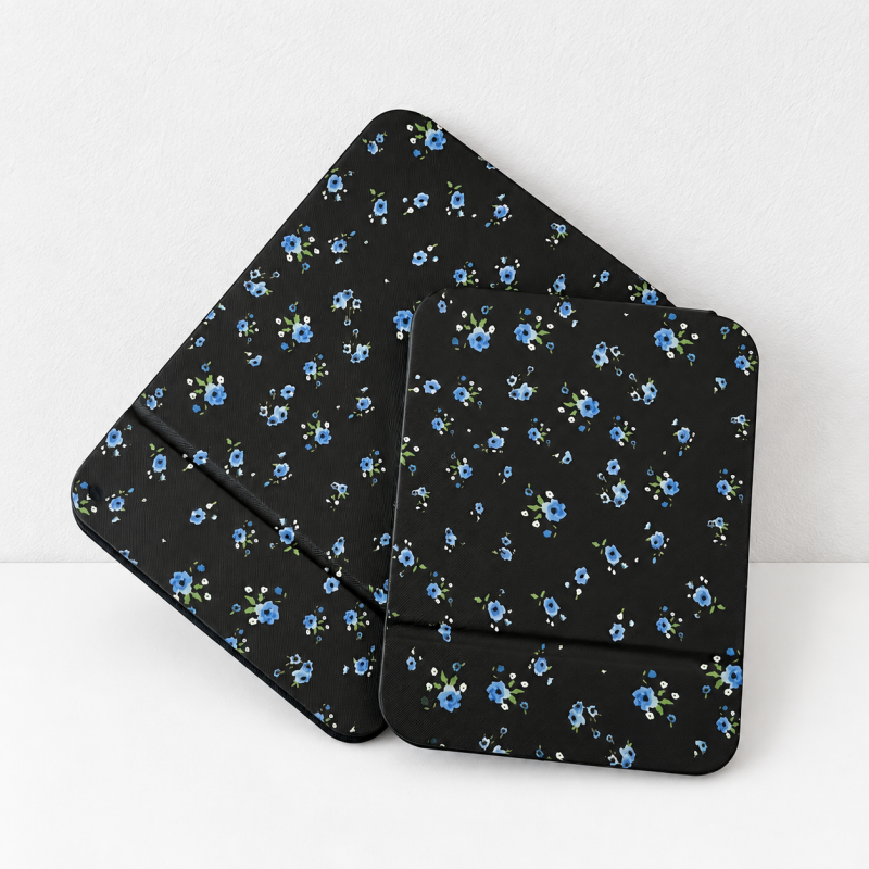 CouldNook Patterned Folding Mirror - Printed Cover And Fold-Back Tabletop Support