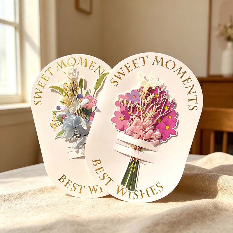 CouldNook Floral Greeting Card - Layered Bouquet And Framed Flower Designs
