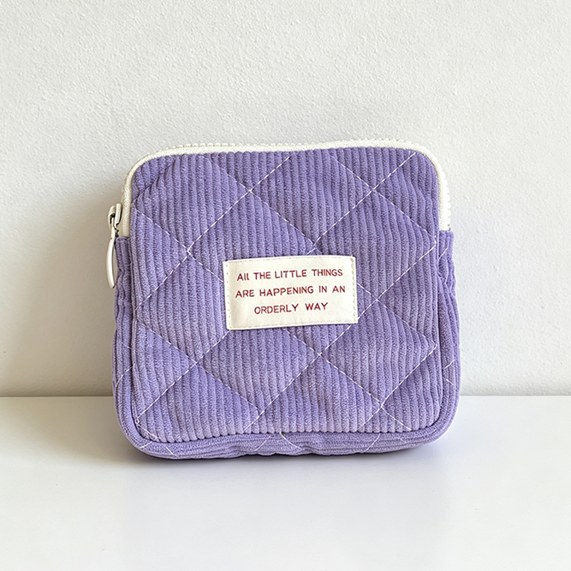 CouldNook Corduroy Quilted Pouch‑Zipper Cosmetic Makeup Bag