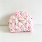 CouldNook Quilted Stripe Bow Print Cosmetic Bag - Vanity Storage Accent