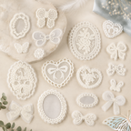 CouldNook White Lace Applique Patch - Bow Heart and Floral Shapes
