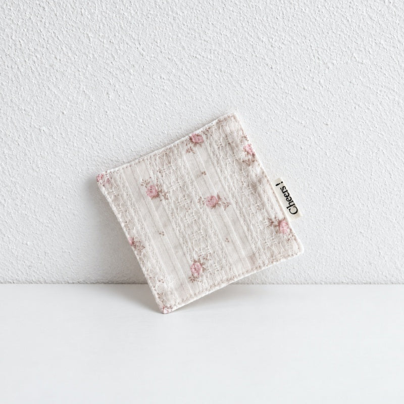 CouldNook Fabric Coaster - Floral Checks and Sewn Square Edges