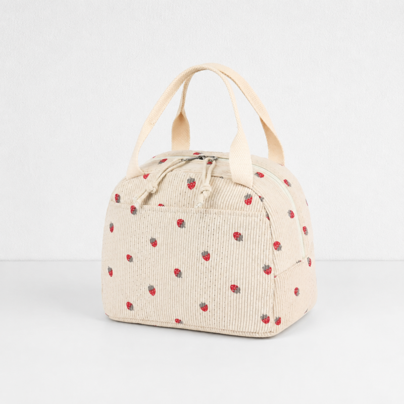 CouldNook Corduroy-Look Lunch Bag - Double Zipper and Front Pocket