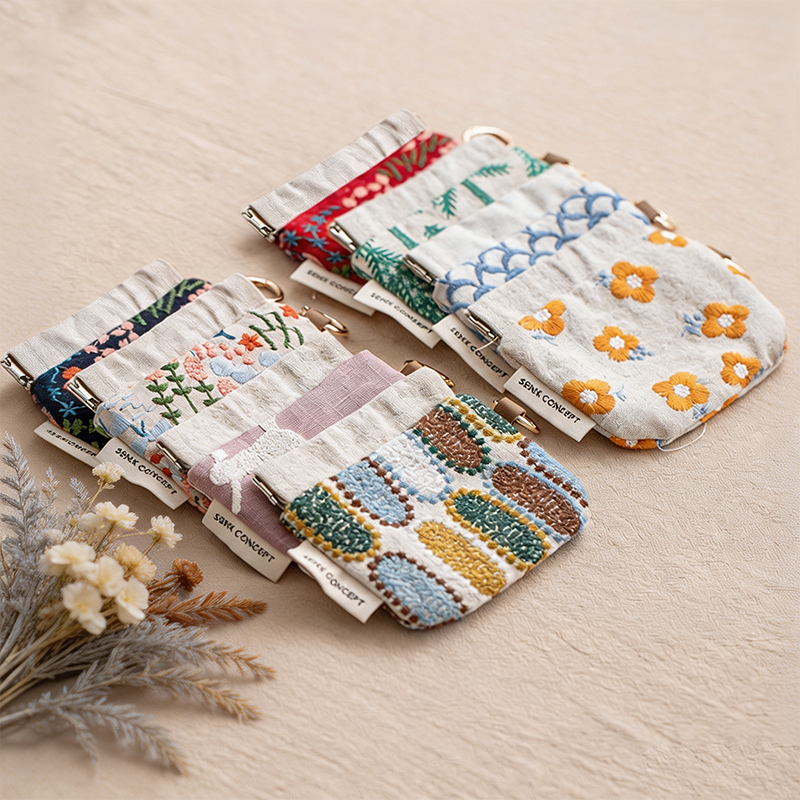 CouldNook Embroidered Wristlet Pouch Organizer Bag - Warm Routine Accent