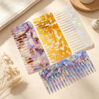 CouldNook Rectangular Marble Acetate Comb‑Wide Tooth Hair Comb