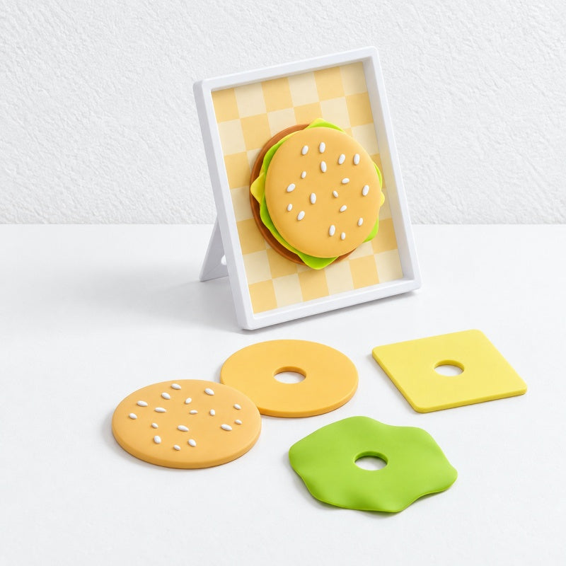 CouldNook Burger Trivet Set - Layered Mats and Storage Frame