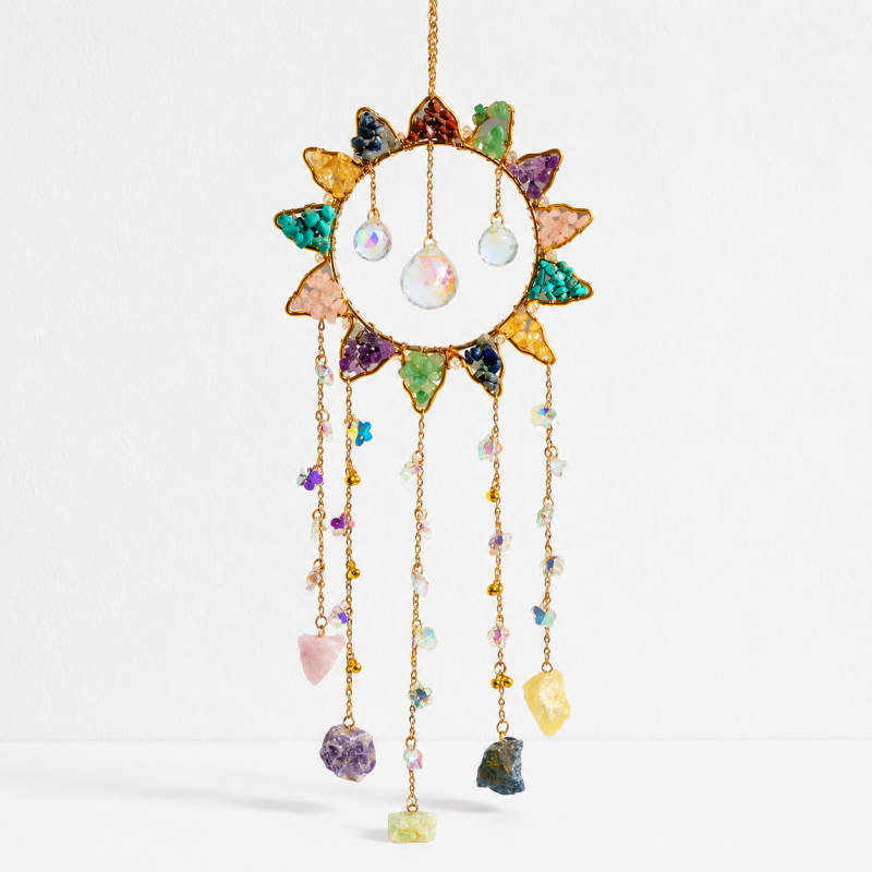 CouldNook Sunburst Crystal Suncatcher Ornament - Cascading Stone Strands