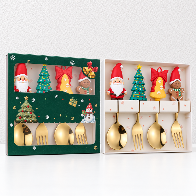 CouldNook Christmas Stainless Steel Cutlery - Festive Character Handle