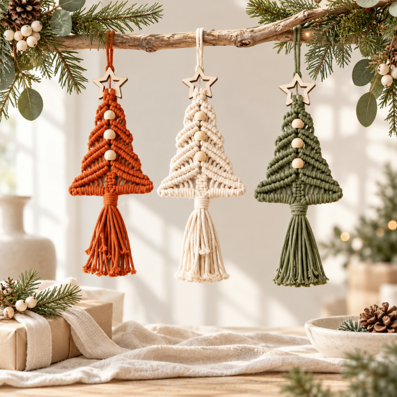 CouldNook Macrame Christmas Tree Ornament - Knotted Cord