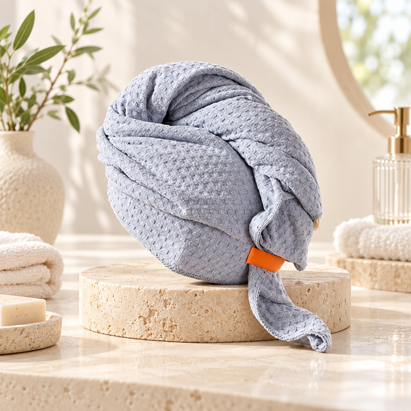 CouldNook Waffle Hair Towel - Rectangular Wrap Design