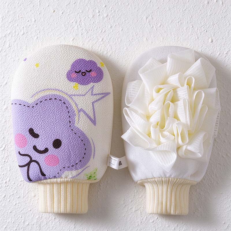CouldNook Bath Mitt - Smiling Cloud Print and Mesh Reverse