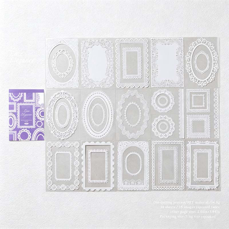 CouldNook Lace PET Sticker Book - Vintage Border Designs