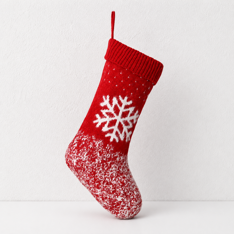 CouldNook Knit Christmas Stocking - Winter Motif and Ribbed Folded Cuff