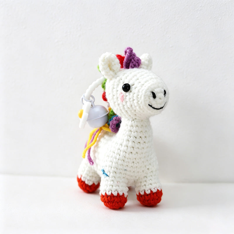 CouldNook Yarn Rainbow Horse Ornament - Colorful Mane Details