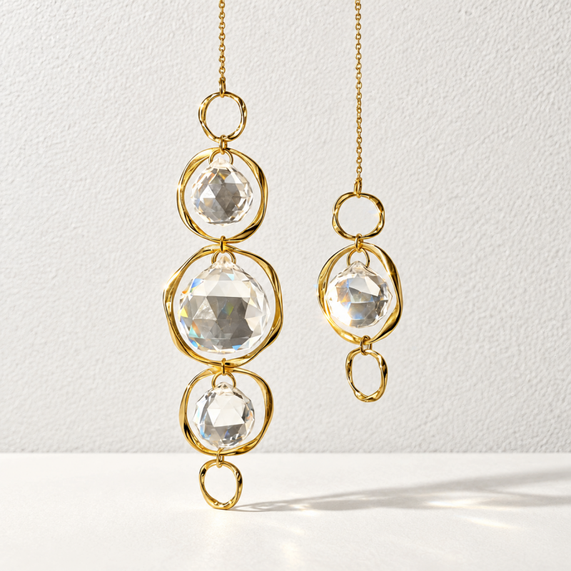 CouldNook Orb Suncatcher - Faceted Spheres and Gold-Toned Open Circular Frames