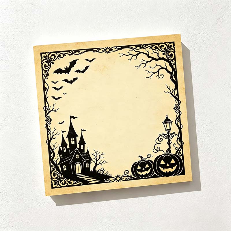 CouldNook Halloween Scene Sticky Notes - Castle Border or Witch Ghost